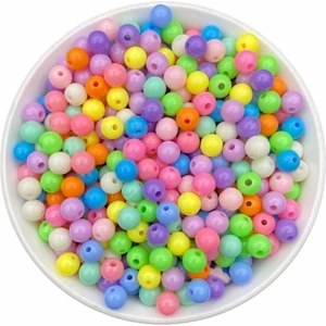 Hedef Bijuteri 25GR 8mm Pastel Karışık Renkli Yuvarlak Plastik Boncuk , Takı Yapım Boncuğu (25GR,~95ADET)
