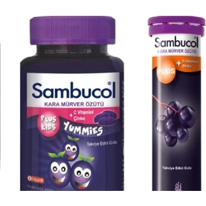 Plus Kids Yummies 60 Çiğneme Tableti+Sambucol Plus Efervesan 15 Tablet