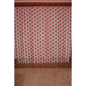 Akça Tekstil Kelebek Çift Renk Kırmızı İp Perde Hazır İp Perde 300 x 280 cm.