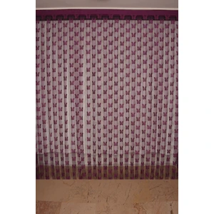 Akça Tekstil Kelebek Model Mor Renk İp Perde Hazır Düğmeleri Dikilmiş İp Perde 300 x 280 cm.