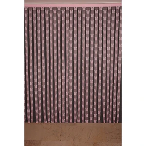 Akça Tekstil Kelebek Model Pembe Renk İp Perde Hazır Düğmeleri Dikilmiş İp Perde 300 x 280 cm.