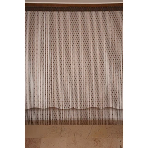 Akça Tekstil Küçük Puanlı Model Acı Kahve Renk İp Perde Hazır Düğmeleri Dikilmiş İp Perde 300 x 270 cm.
