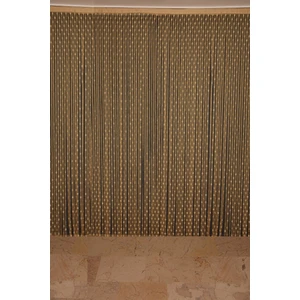 Akça Tekstil Küçük Puanlı Model Gold Renk İp Perde Hazır Düğmeleri Dikilmiş İp Perde 300 x 280 cm.