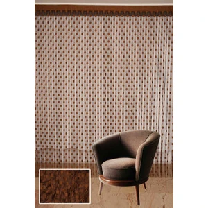 Akça Tekstil Puanlı Model Acı Kahve Renk İp Perde Hazır Düğmeleri Dikilmiş İp Perde 300 x 280 cm.