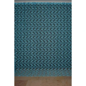 Akça Tekstil Vakko Model Turkuaz Renk İp Perde Hazır Düğmeleri Dikilmiş İp Perde 300 x 270 cm.