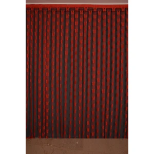 Akça Tekstil Kelebek Model Kırmızı Renk İp Perde Hazır Düğmeleri Dikilmiş İp Perde 300 x 270 cm.