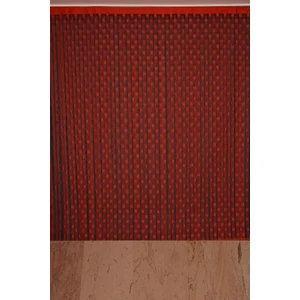 Akça Tekstil Puanlı Model Kırmızı Renk İp Perde Hazır Düğmeleri Dikilmiş İp Perde 300 x 270 cm.