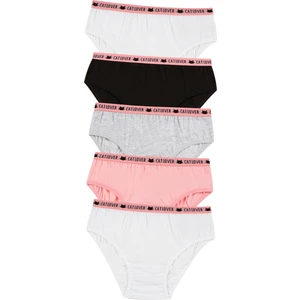 Çok Renkli Kız Çocuk Cat Lover 5li Slip Külot