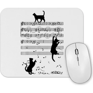 Baskı Dükkanı Notalar Müzik Cat Kedi Komik Mouse Pad