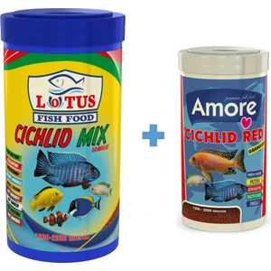 Cichlid Mix Granulat 1000ML + Amore Ciklet Red 250ML Malawi Balık Yemi