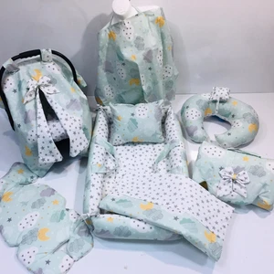 Yeşil Bulutlu  10 Parça Full Babynest Seti