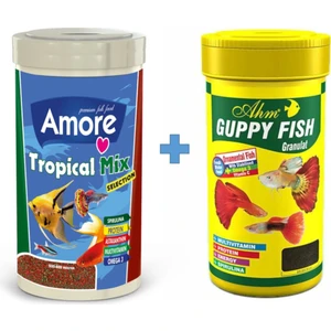 Tropical Mix 250ML + Ahm Guppy Granulat 250ML Lepistes Moli Kılıç Melek Tetra Tropikal Balık Yemi