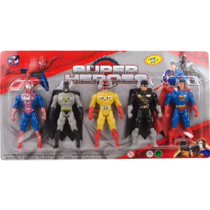 Spiderman Batman Zorro Superman Power Rangers 5'li Oyuncak Seti