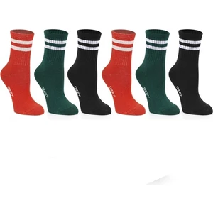 Ozzy Socks Kadın 6' Lı Karışık Renkli Çizgili Tenis Çorabı