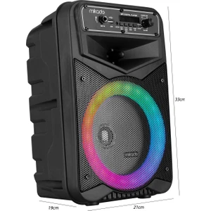 Seyyar Anfi El Mikrofonlu 20CM 15W Fm/usb/bt Rgb Ledli Mikado MD-802KP