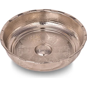 Mrs Bakır - Hamam Tası 20 cm Makine Işleme Nikel