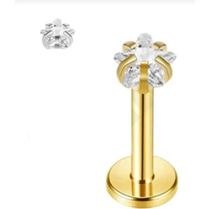 Cerrahi Çelik Yıldız Labrent Piercing 6 mm - Altın Rengi