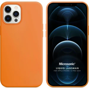 Apple iPhone 12 Pro Max Kılıf Liquid Lansman Silikon Turuncu
