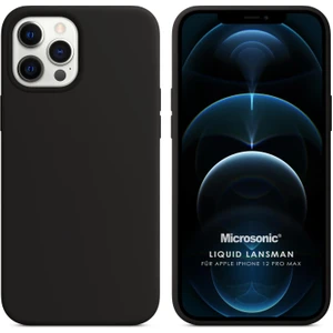 Apple iPhone 12 Pro Max Kılıf Liquid Lansman Silikon Siyah