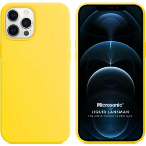 Apple iPhone 12 Pro Max Kılıf Liquid Lansman Silikon Sarı