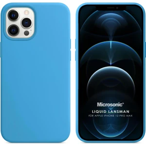 Apple iPhone 12 Pro Max Kılıf Liquid Lansman Silikon Mavi