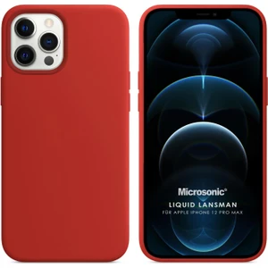 Apple iPhone 12 Pro Max Kılıf Liquid Lansman Silikon Koyu Kırmızı