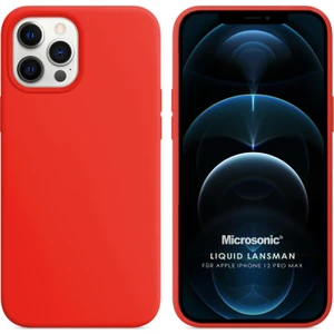 Apple iPhone 12 Pro Max Kılıf Liquid Lansman Silikon Kırmızı