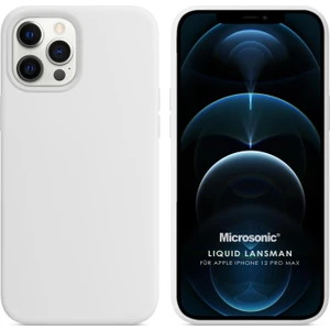 Apple iPhone 12 Pro Max Kılıf Liquid Lansman Silikon Beyaz