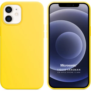Apple iPhone 12 Mini Kılıf Liquid Lansman Silikon Sarı
