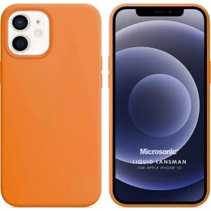 Apple iPhone 12 Kılıf Liquid Lansman Silikon Turuncu