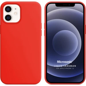 Apple iPhone 12 Kılıf Liquid Lansman Silikon Kırmızı