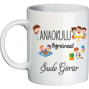 Anaokulu Öğretmenine Kişiye Özel Öğretmenler Günü Hediyesi İsimli Kupa Bardak