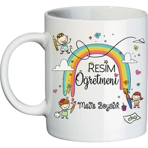 Resim Öğretmenine Öğretmenler Günü Hediyesi Isimli Kupa Bardak