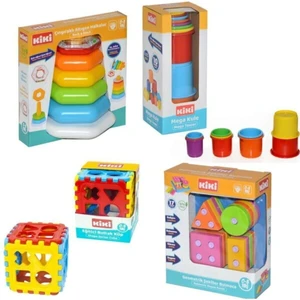 Yk Store Bebeğimin Ilk Oyuncakları 4'lü Set Eğitici Oyuncak Bultak Halka Puzzle Kule Oyunu Geometrik Şekiller