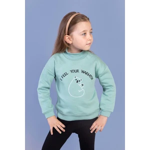 Toontoy Kids Toontoy Kız Çocuk Nakışlı Balıkçı Yaka Pamuklu Sweatshirt