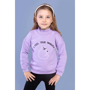 Toontoy Kids Toontoy Kız Çocuk Nakışlı Balıkçı Yaka Pamuklu Sweatshirt