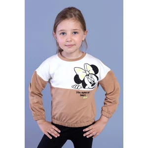 Toontoy Kids Toontoy Kız Çocuk Garnili Mickey Mouse Baskılı Sweatshirt