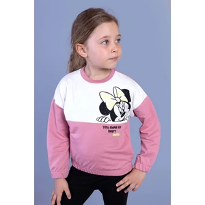 Toontoy Kids Toontoy Kız Çocuk Garnili Mickey Mouse Baskılı Sweatshirt