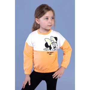Toontoy Kids Toontoy Kız Çocuk Garnili Mickey Mouse Baskılı Sweatshirt