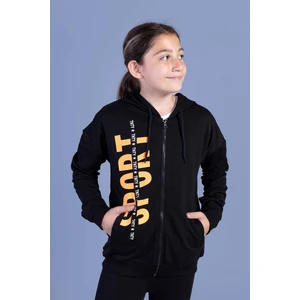 Toontoy Kids Toontoy Kız Çocuk Kapüşonlu Iki Yanı Cep Detaylı Baskılı Hırka