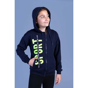 Toontoy Kids Toontoy Kız Çocuk Kapüşonlu Iki Yanı Cep Detaylı Baskılı Hırka