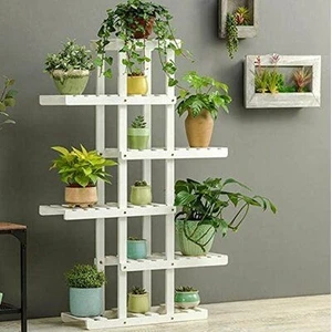 Dembey Ahşap Atölye Çiçeklik Kitaplık Modelleri  Saksılık Çeşitleri Balkon Bahçe Saksı Standı Saksı Rafı Beyaz