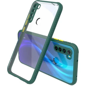 Mobaxaksesuar Xiaomi Redmi Note 8 Kılıf Kenar Renkli Sararmaz Şeffaf Kapak