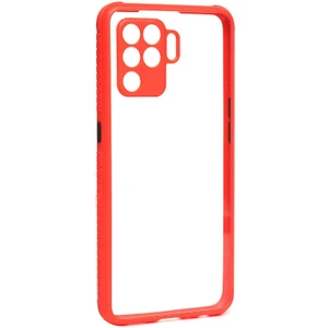 Mobaxaksesuar Oppo Reno 5 Lite Kılıf Kenar Renkli Sararmaz Şeffaf Kapak