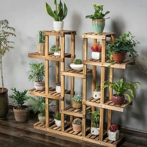 Dembey Ahşap Atölye Ahşap Çiçeklik Kitaplık Saksılık Balkon Bahçe Standı No8