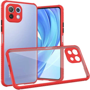 Mobaxaksesuar Xiaomi Mi 11 Lite Kılıf Kenar Renkli Sararmaz Şeffaf Kapak