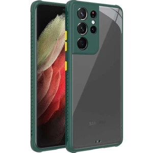 Mobaxaksesuar Samsung Galaxy S21 Ultra Kılıf Kenar Renkli Sararmaz Şeffaf Kapak