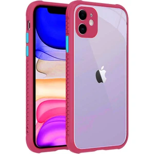 Mobaxaksesuar Apple iPhone 11 Kılıf Kenar Renkli Sararmaz Şeffaf Kapak