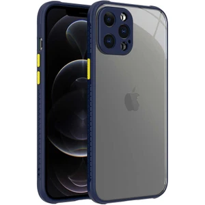 Mobaxaksesuar Apple iPhone 12 Pro Max Kılıf Kenar Renkli Sararmaz Şeffaf Kapak