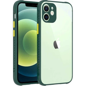 Mobaxaksesuar Apple iPhone 12 Kılıf Kenar Renkli Sararmaz Şeffaf Kapak